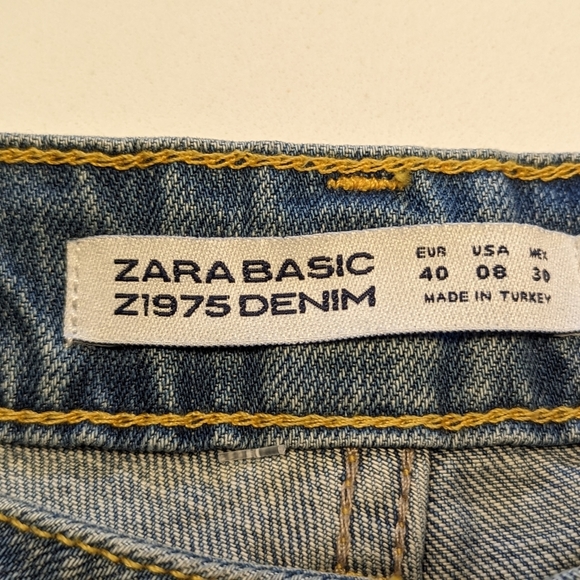 Zara Basic Z1975 Denim Jeans NWT 8 Distressed Patched High Waisted Boyfriend - Picture 4 of 8